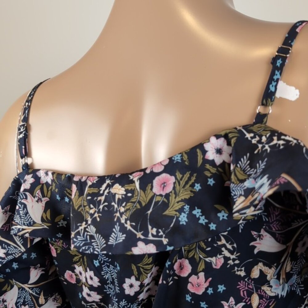 NEW Design Lab Floral Cold Shoulder Wrap Top Long Sleeve Ruffle Lord & Taylor - Picture 10 of 14